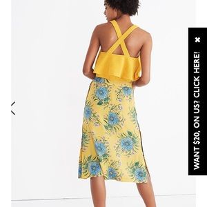 Madewell Silk Side-Button Skirt in Painted Blooms